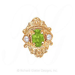 GS467 PD/PL - 14 Karat Gold Slide with Peridot center and Pearl accents 